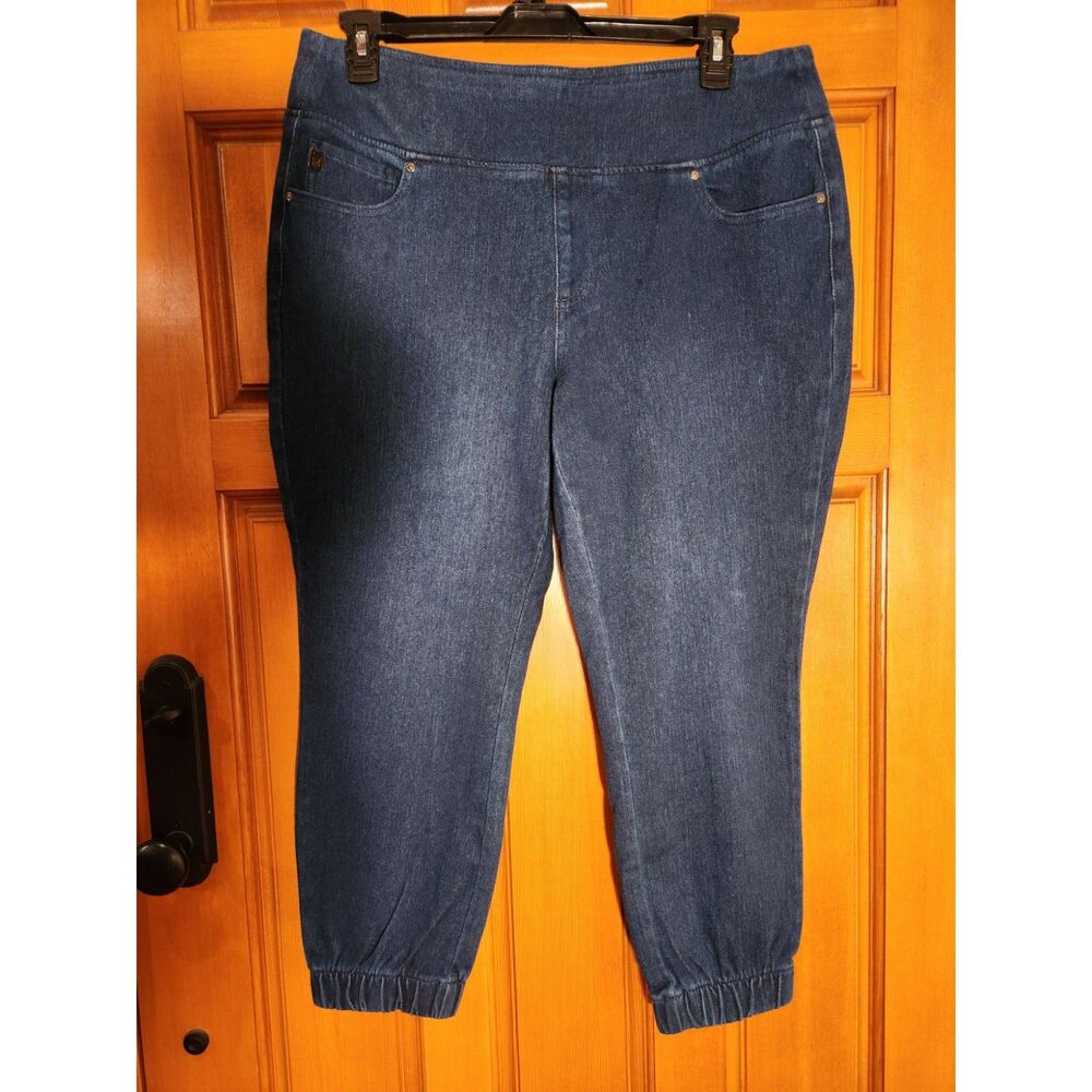 Belle by Kim Gravel Know Your Beauty Jeans Elastic Ankle Dark Wash Size 18WP
